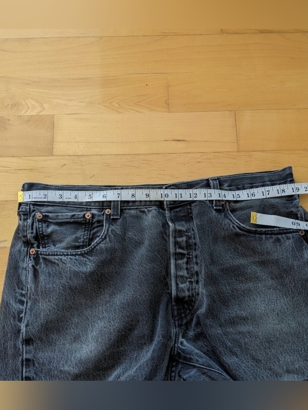 Vintage Levi's 501 Cutoff Jean denim Shorts Black wash xl waist 36 38 @p - Picture 5 of 10